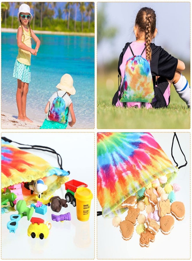 Shappy Tie Dye Party Favor Bags Drawstring Birthday Gift Bag Candy Goodie Treat Bag Colorful Snacks Bag - Image 4